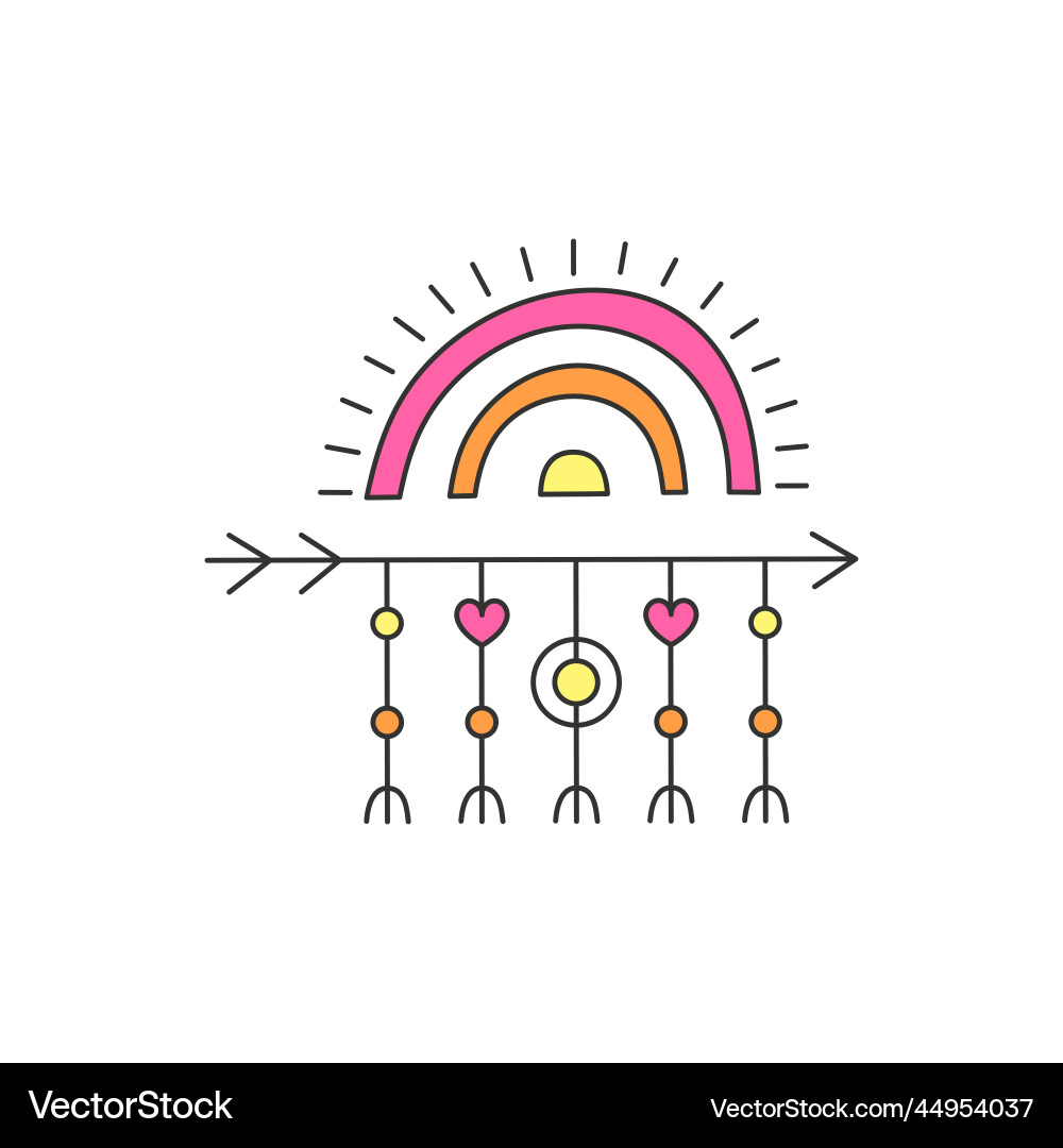 Boho rainbow and arrow Vector Image
