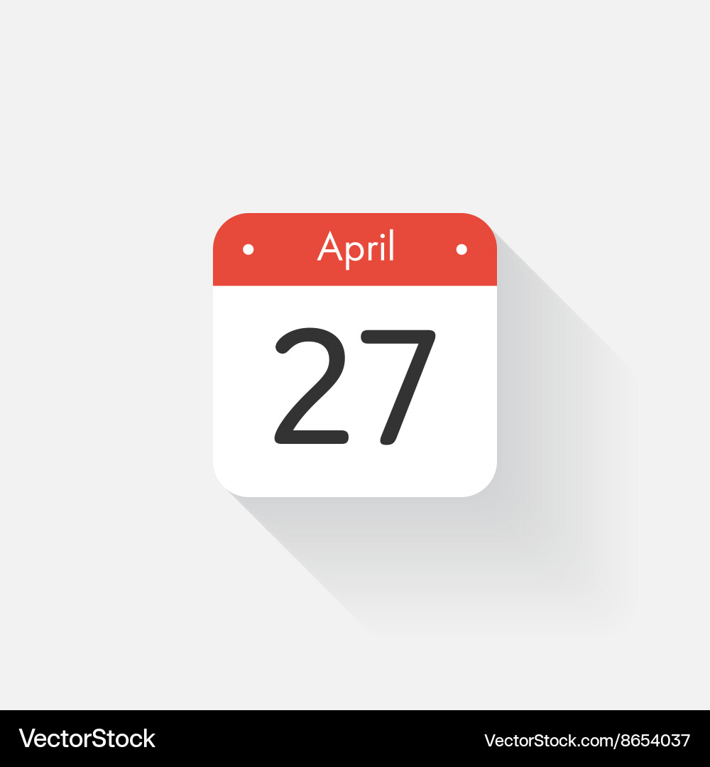 Calendar icon with long shadow flat style date Vector Image
