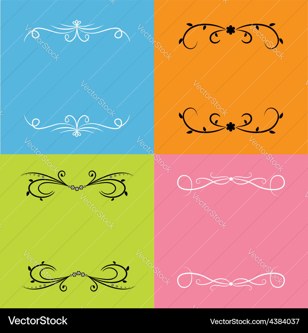 Calligraphic abstract frames design element set vector image