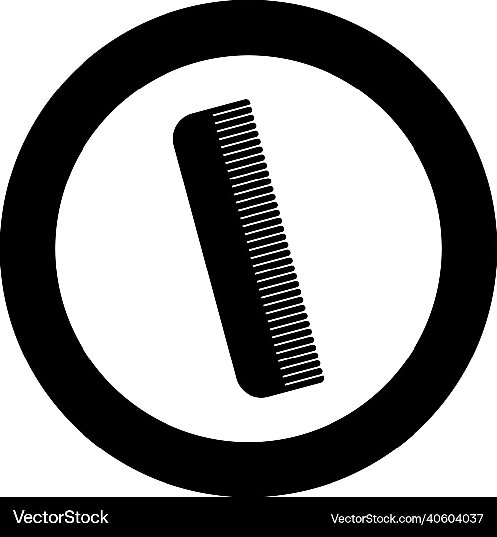 Comb icon in circle round black color image solid Vector Image