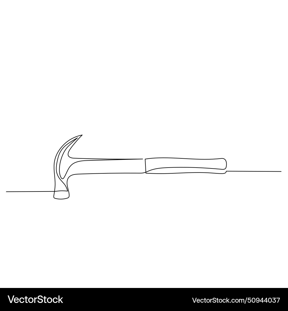 Continuous line drawing of a hammer tool simple Continuous line drawing of a hammer tool simple Vector Image