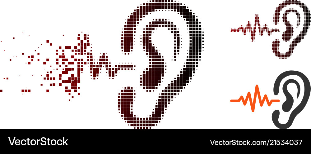 Dissolving pixel halftone listen icon Dissolving pixel halftone listen icon vector image