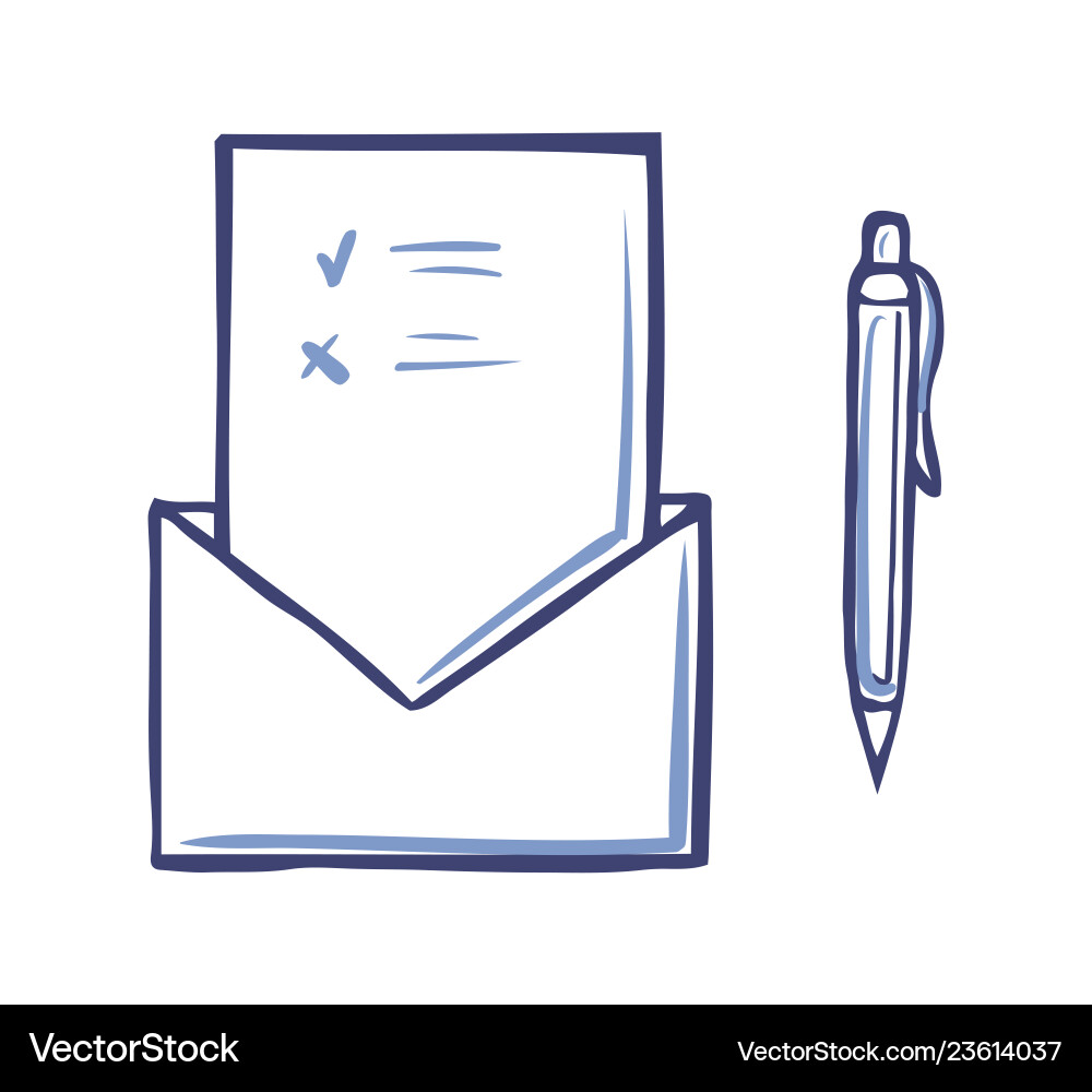 Envelope with opened voting page marks for against Envelope with opened voting page marks for against vector image