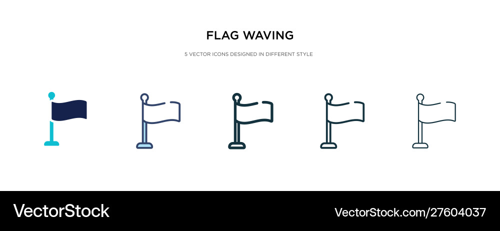 Flag waving icon in different style two colored vector image