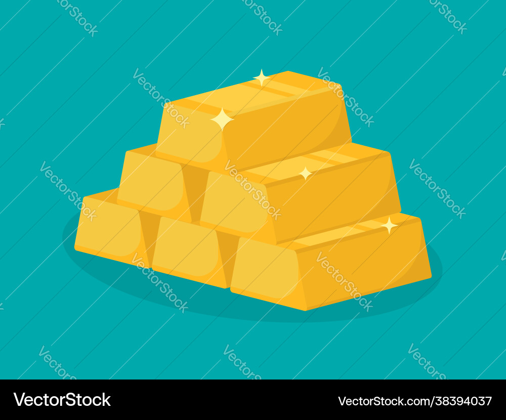 Gold bars or ingot flat style isometric icon Gold bars or ingot flat style isometric icon vector image