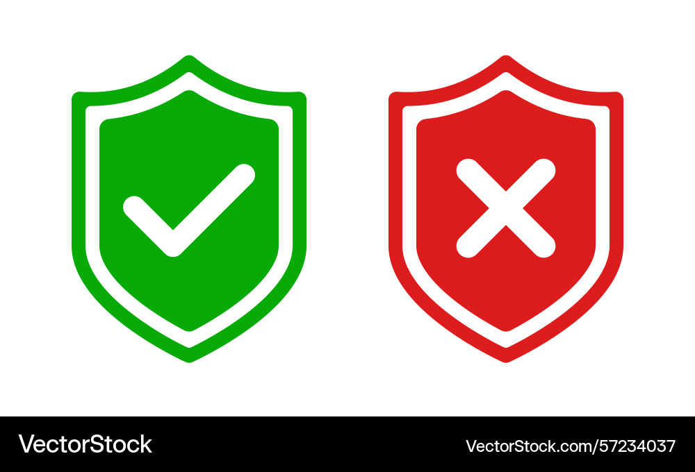 Green and red shield icon with rounded check mark Vector Image