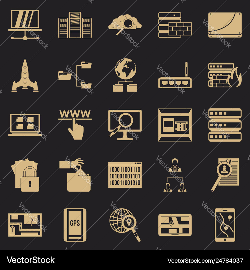 Internet protocol icons set simple style Internet protocol icons set simple style vector image