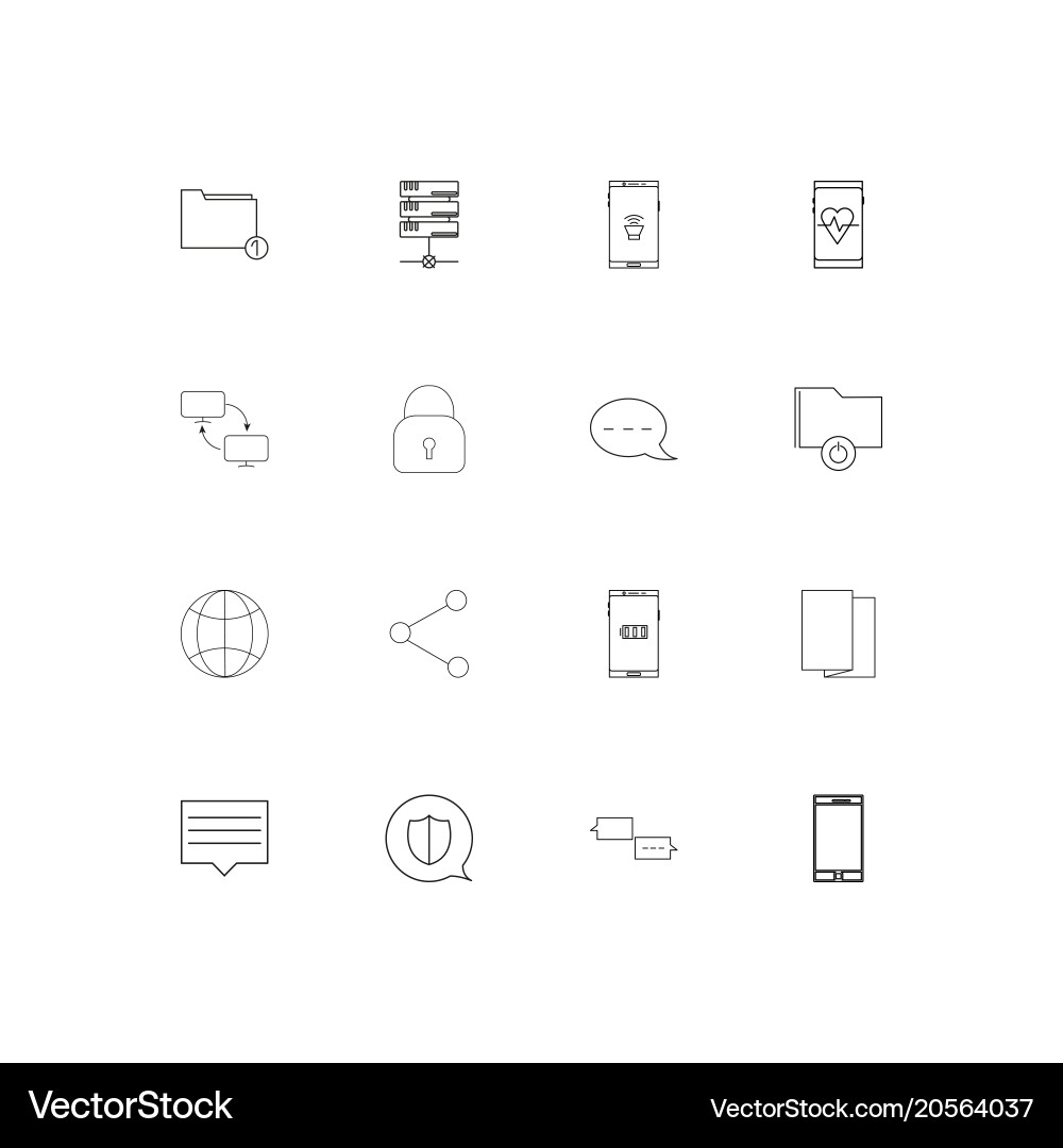 Network and database simple linear icons set vector image