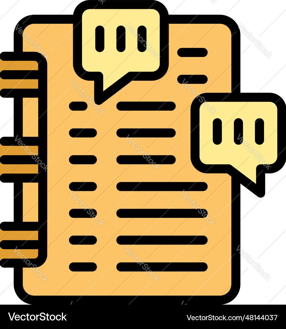 Notebook chat icon flat Notebook chat icon flat vector image