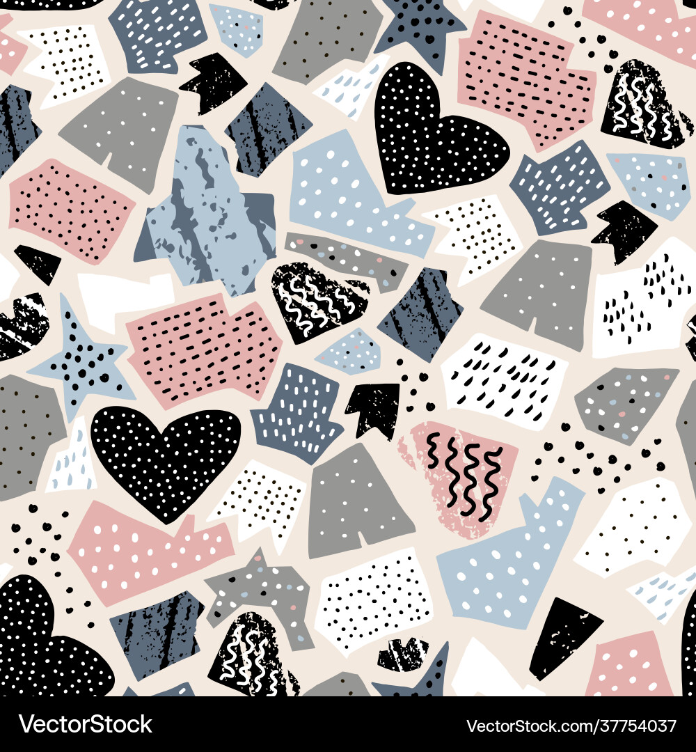 Seamless abstract pattern with ink drawn shapes Seamless abstract pattern with ink drawn shapes vector image