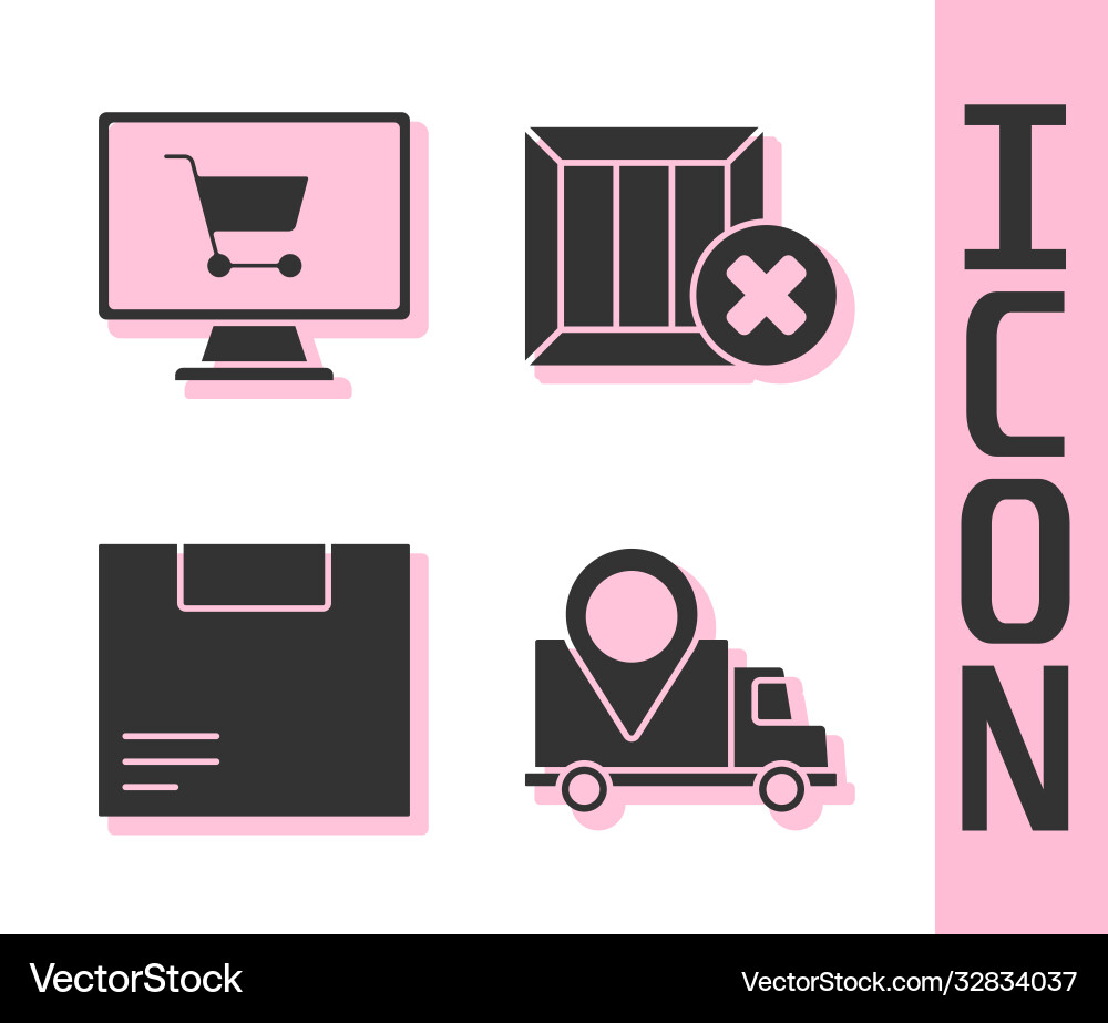 Set delivery tracking shopping cart on computer Set delivery tracking shopping cart on computer vector image
