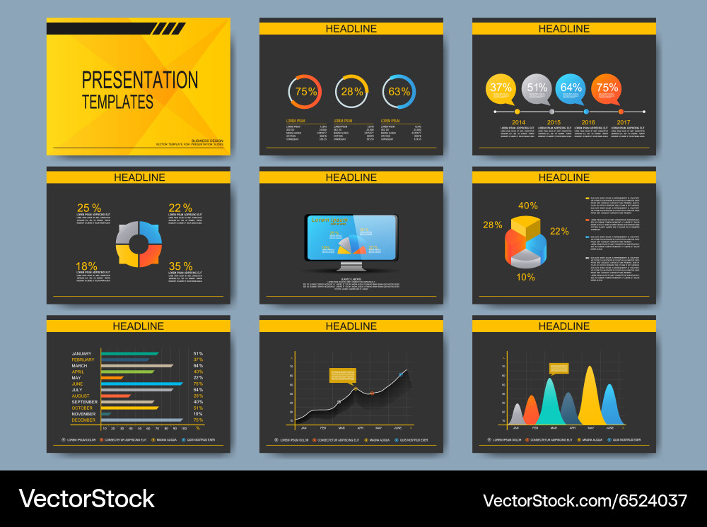 Set of templates for presentation slides vector image