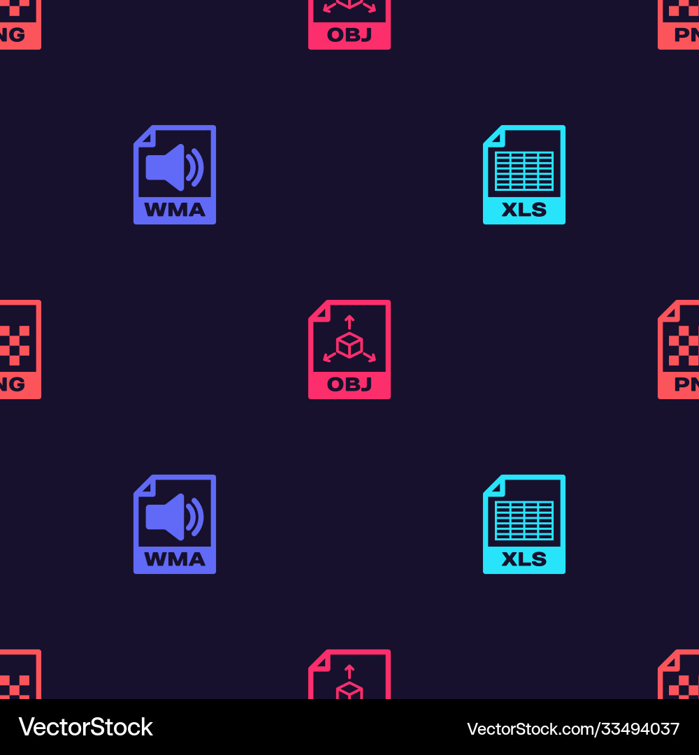 Set xls file document wma obj and png Set xls file document wma obj and png vector image