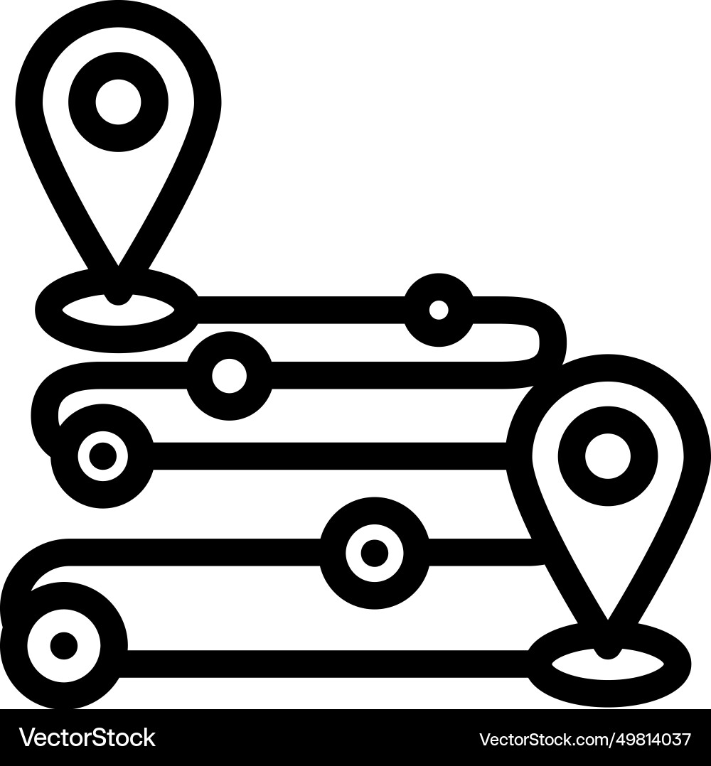 Track airplane pointer map line icon vector image