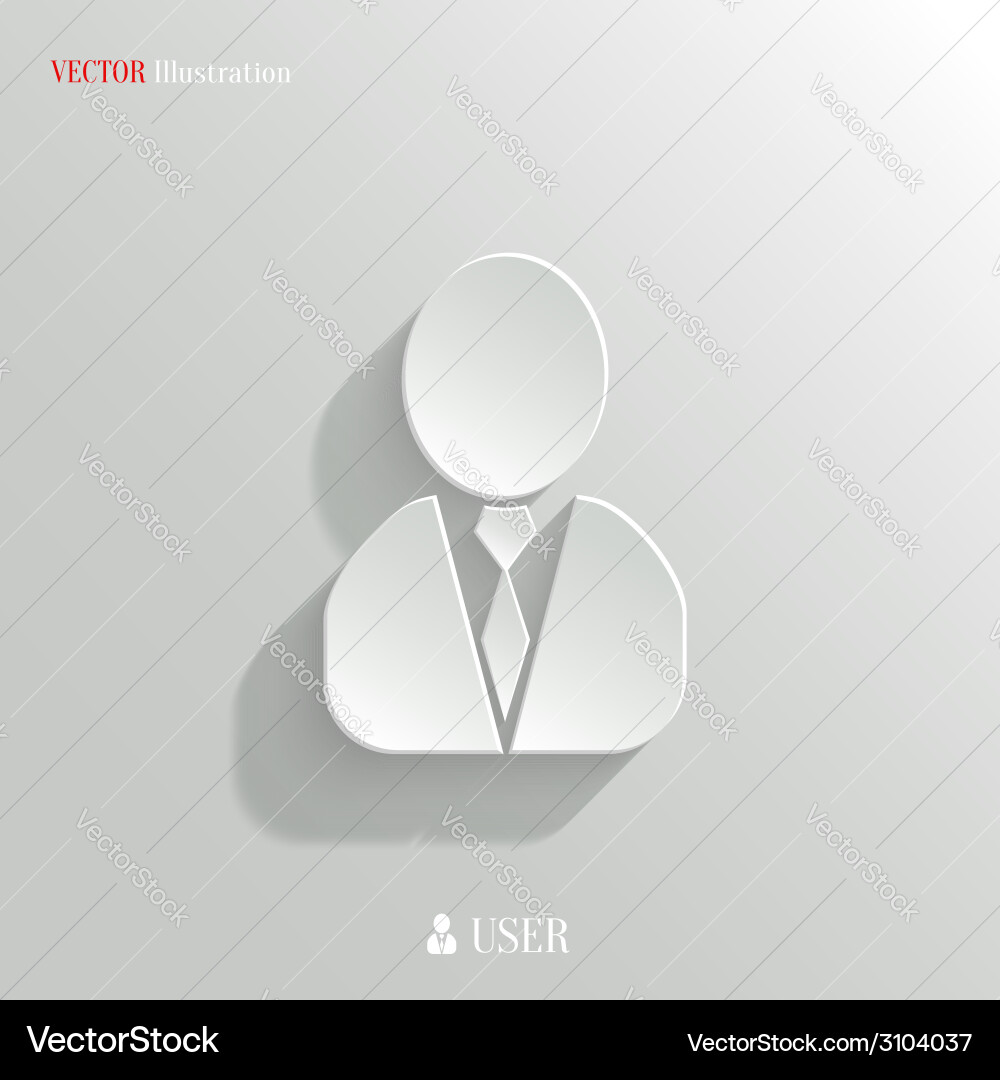 User Profile Icon - White Button Vector Image