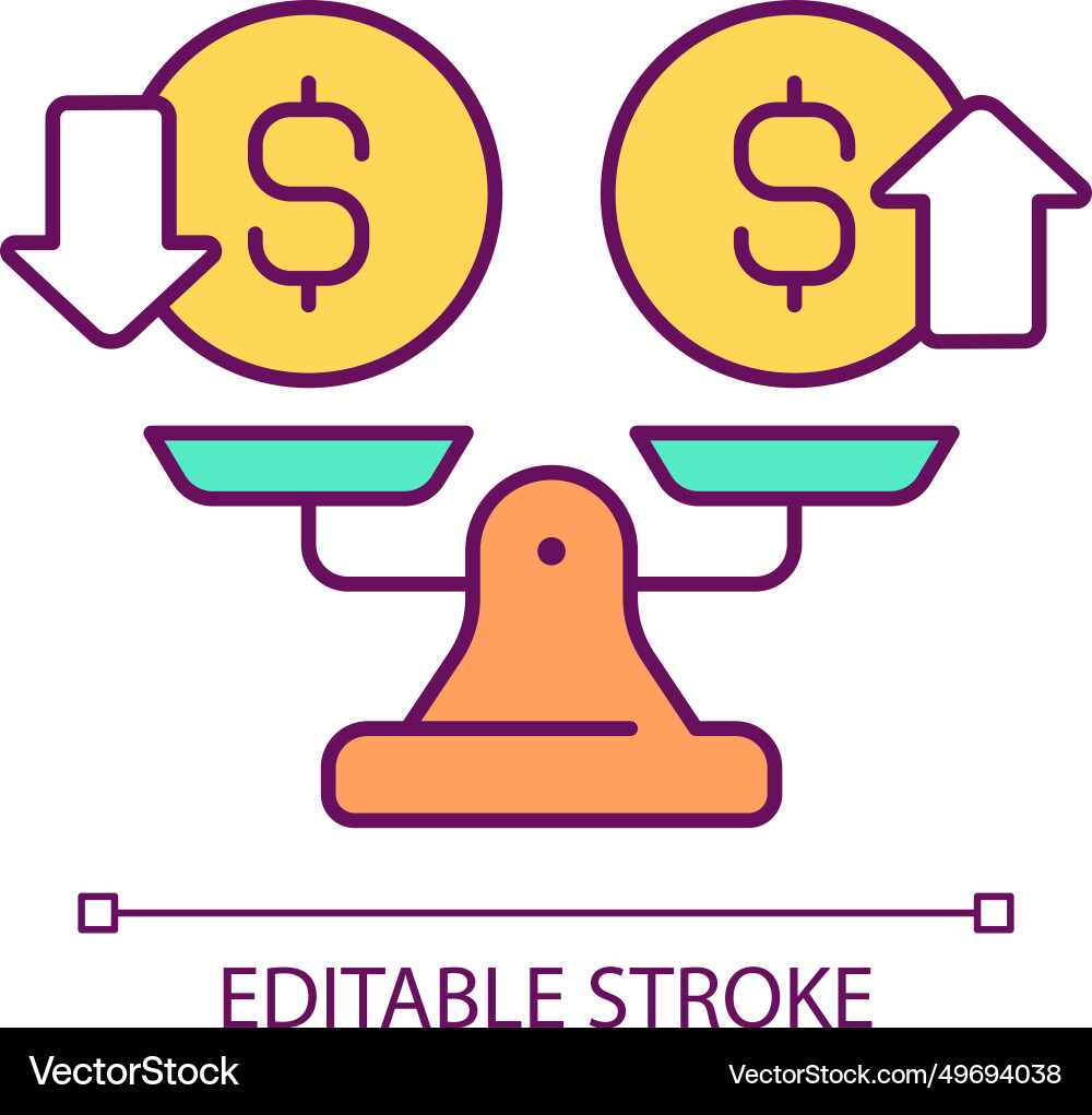 2d simple customizable thin line net cash flow 2d simple customizable thin line net cash flow vector image