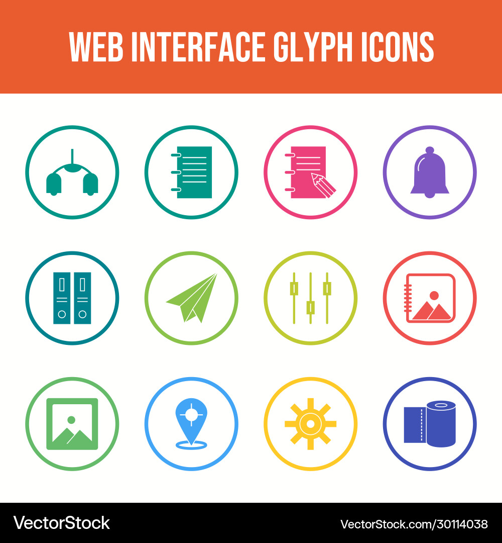 Beautiful web interface icon set vector image
