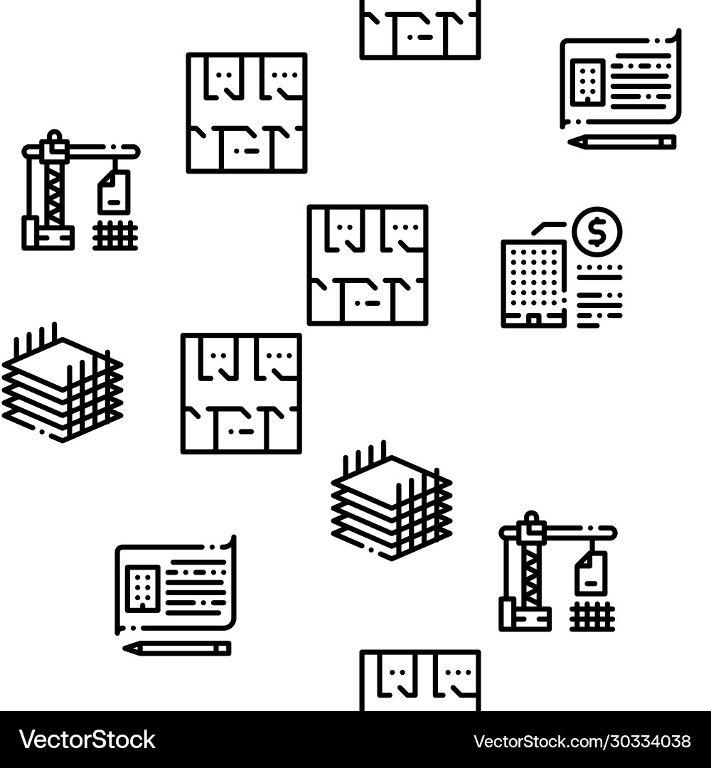 BIM Building Pattern - Thin Line vector image