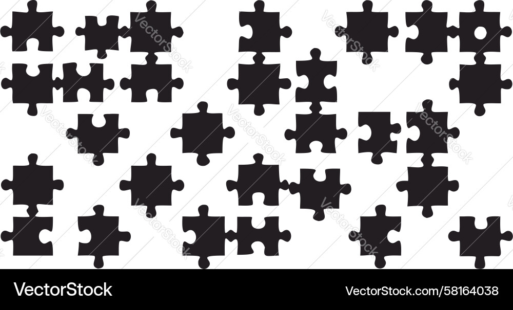 Black Puzzle Fragment Cluster Vector Image