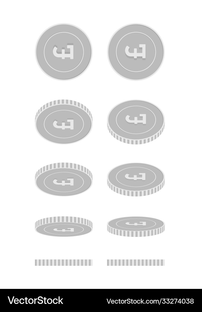 British pound rotating coins set animation ready Vector Image