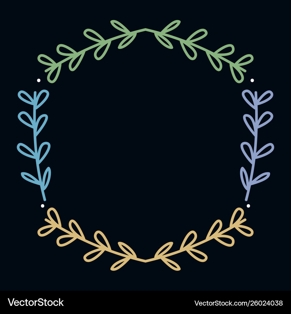 Circular leafs crown frame boho style Vector Image
