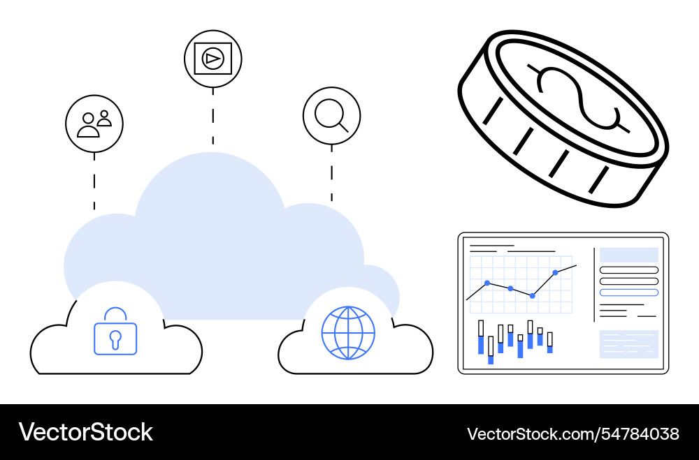 Cloud computing and data analytics with financial Vector Image