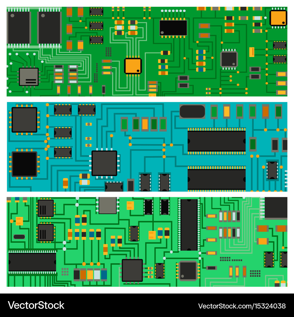 Computer chip technology processor circuit vector image