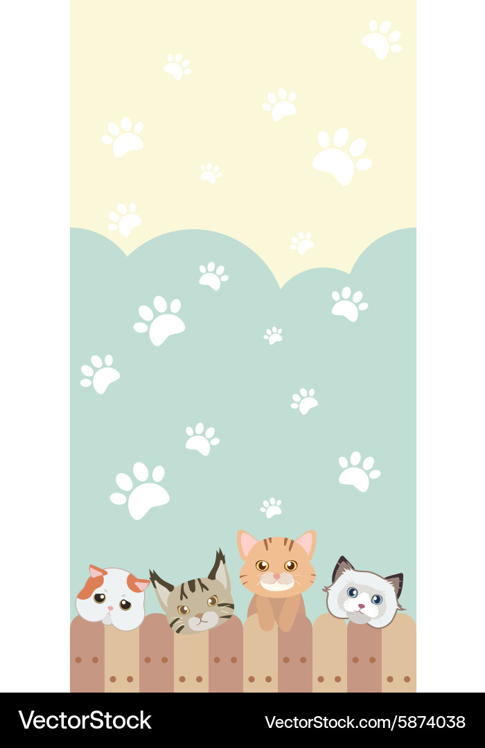 Cute cat seamless pattern background with fence Vector Image