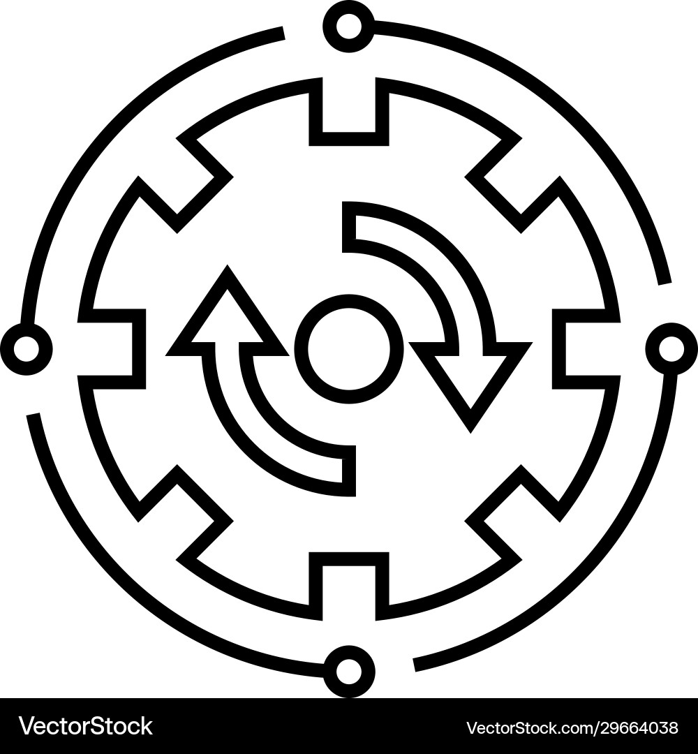 Data synchronization line icon concept sign Data synchronization line icon concept sign Vector Image