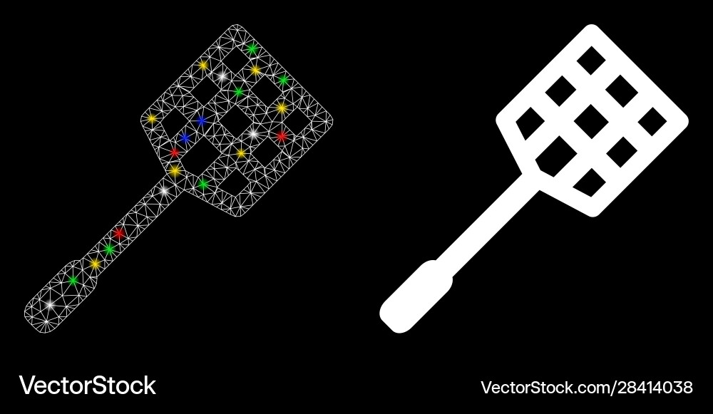 Flare mesh wire frame racket icon with spots Vector Image