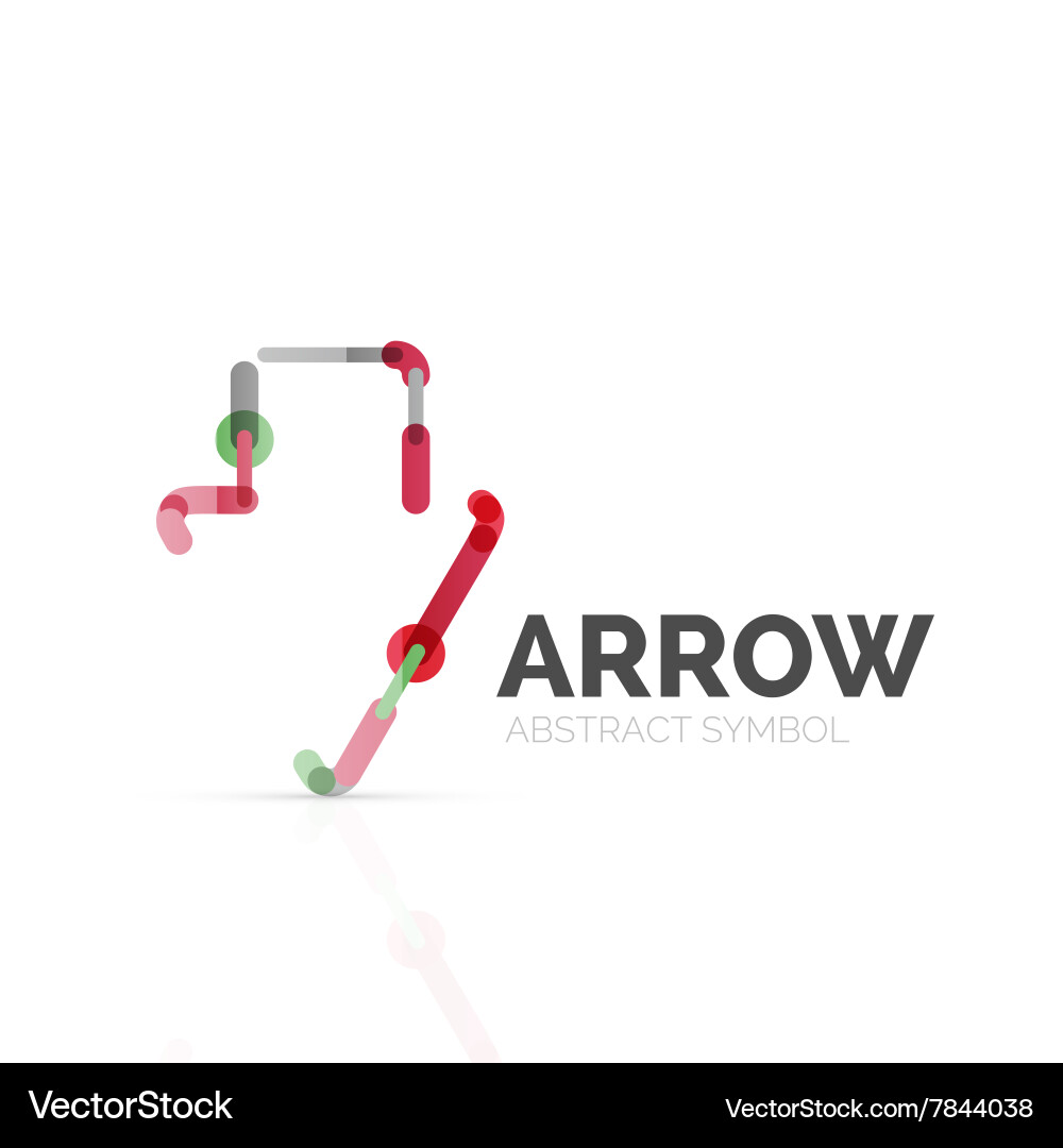 Linear arrow abstract logo connected multicolored vector image
