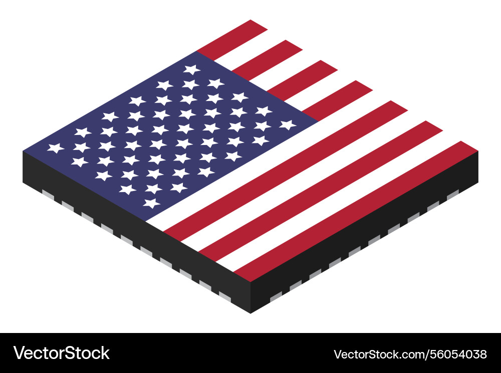 Microchip computer electronic component with usa Microchip computer electronic component with usa vector image