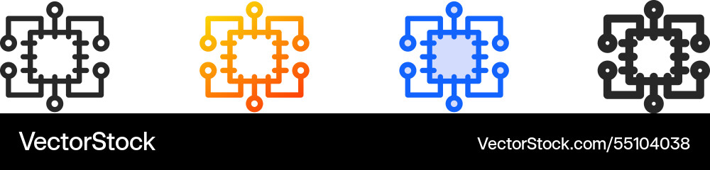 Processor iconthin linear gradient blue stroke Processor iconthin linear gradient blue stroke vector image