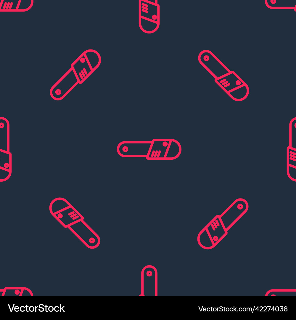 Red line chainsaw icon isolated seamless pattern Vector Image
