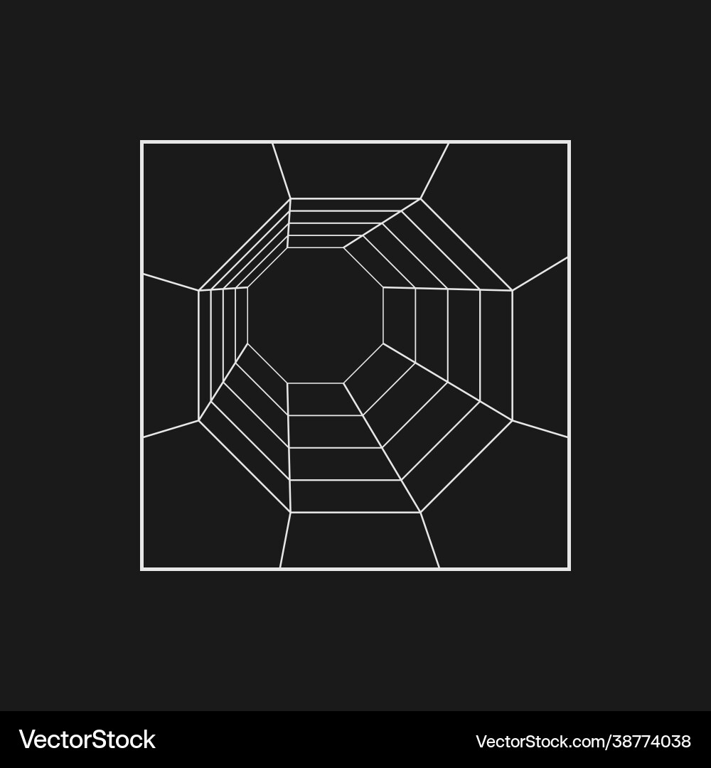 Retrofuturistic octagonal grid tunnel Vector Image