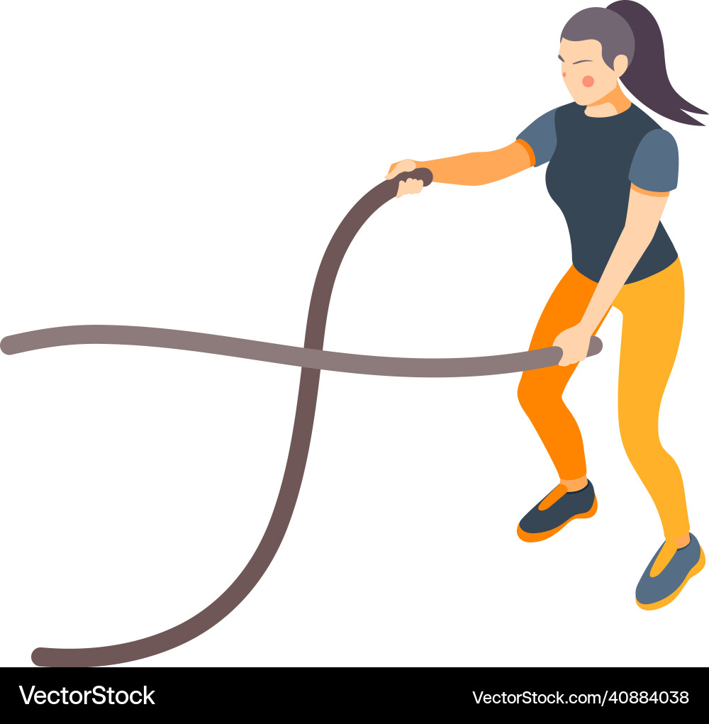 Rope tugging exercise composition Vector Image