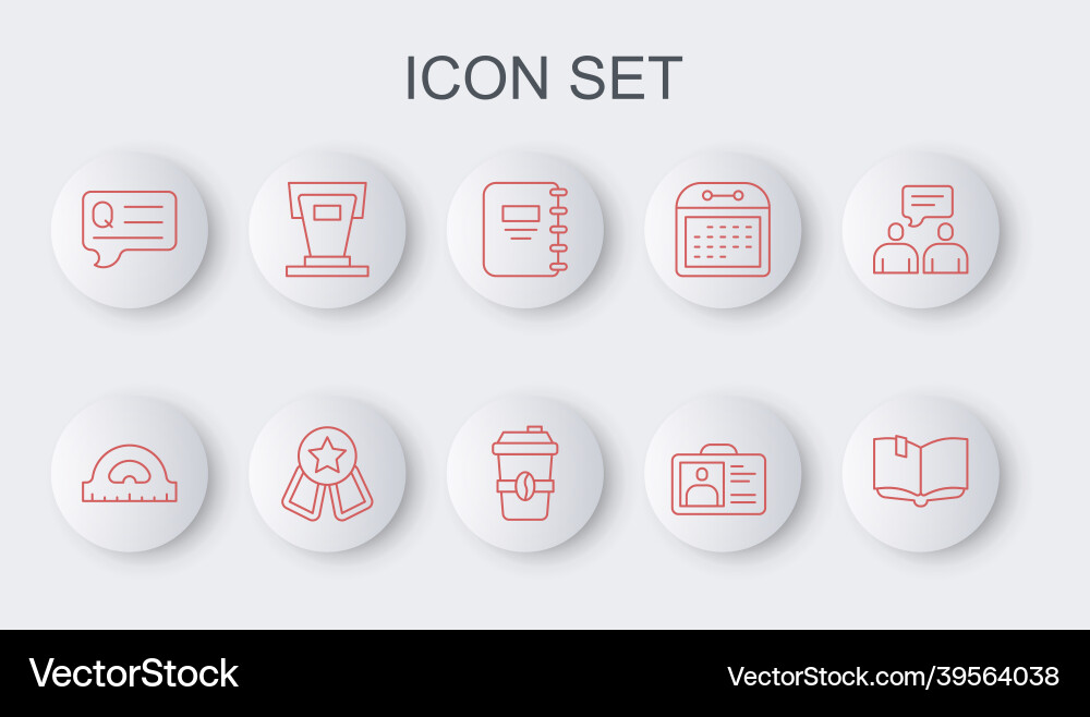 Set line open book protractor grid notebook Set line open book protractor grid notebook vector image