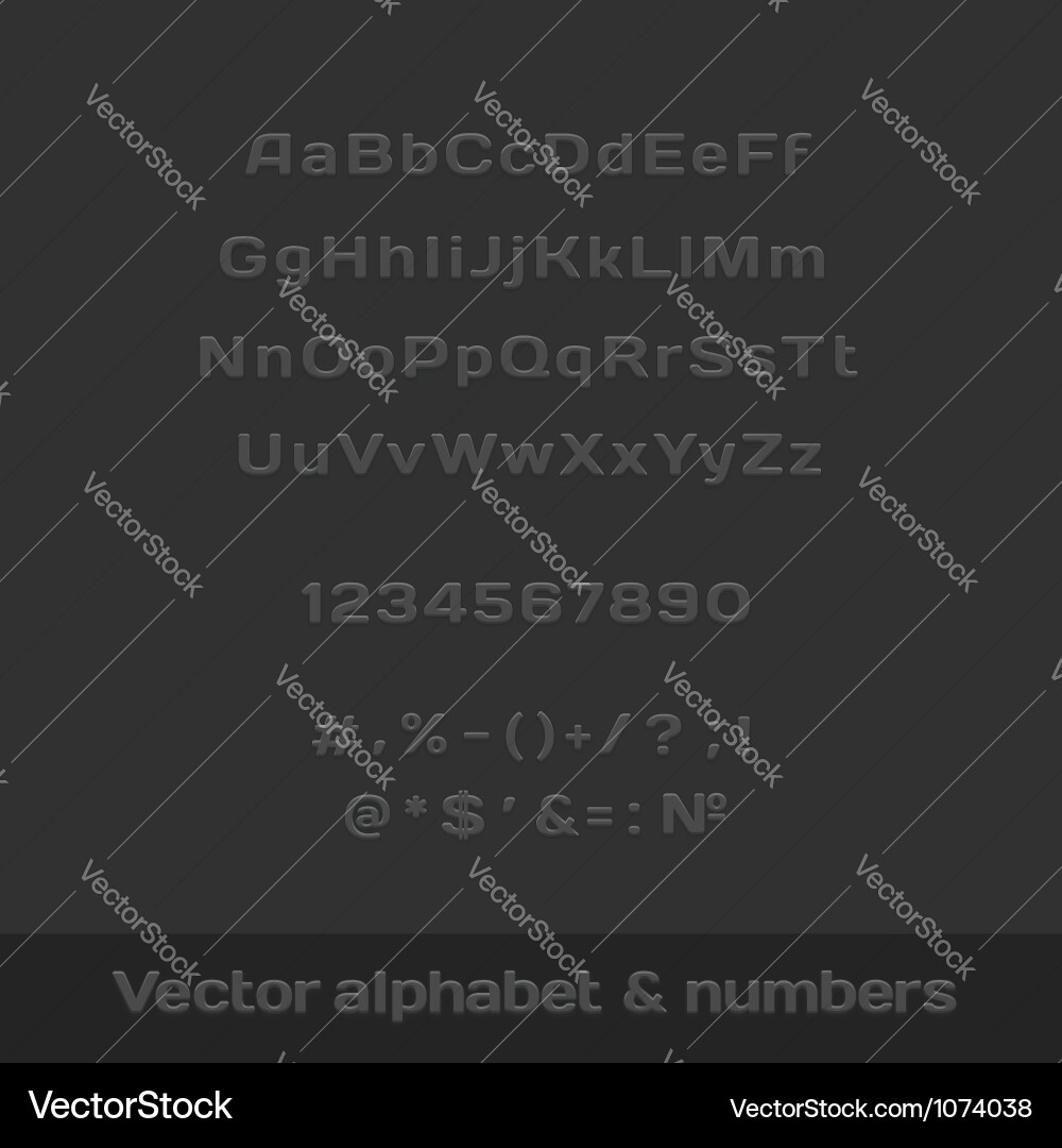 Set of letters numbers and symbols Vector Image