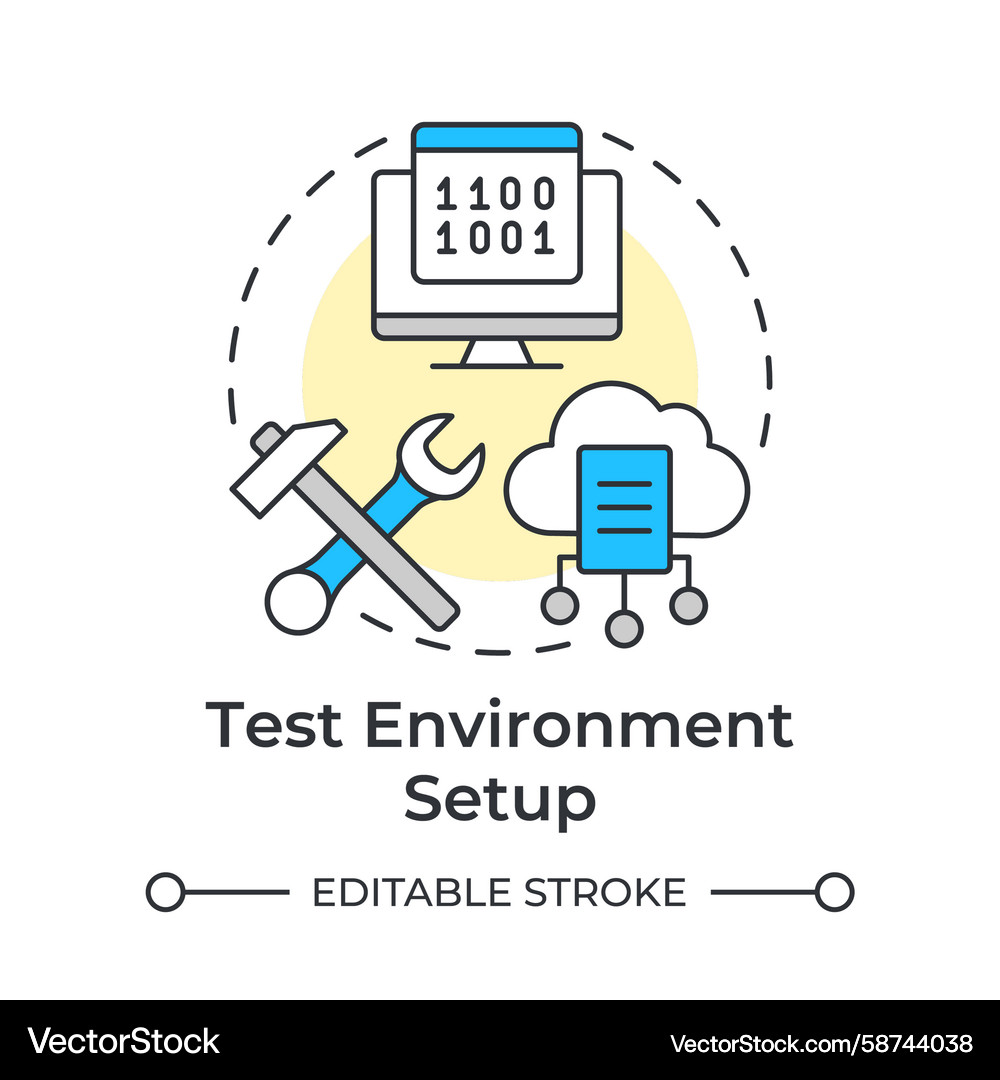 Test environment setup multi color concept icon Test environment setup multi color concept icon Vector Image