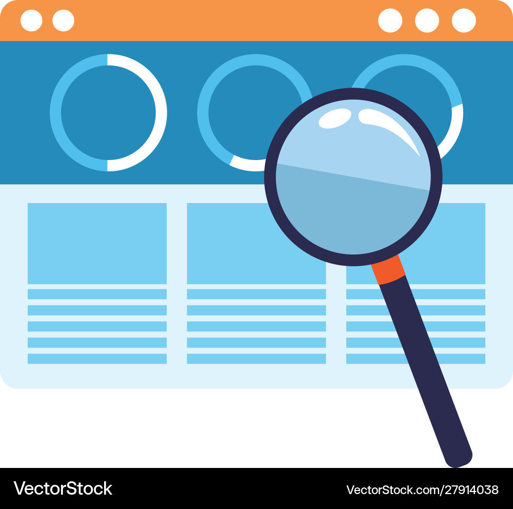 Web windows interface and magnifying glass Web windows interface and magnifying glass vector image
