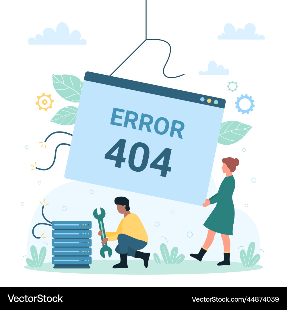 404 error web page not found tiny people holding 404 error web page not found tiny people holding vector image
