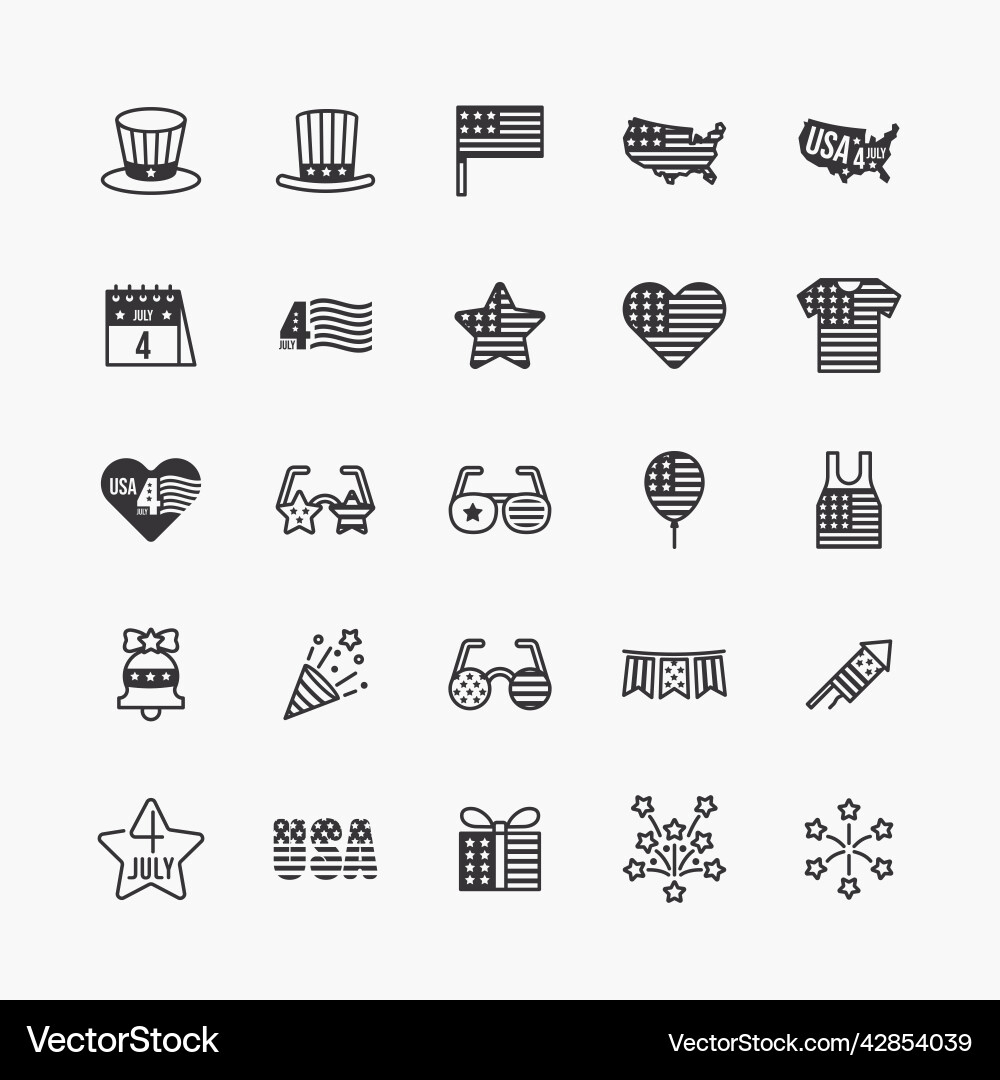 4th of july logo flat icons set independence day vector image