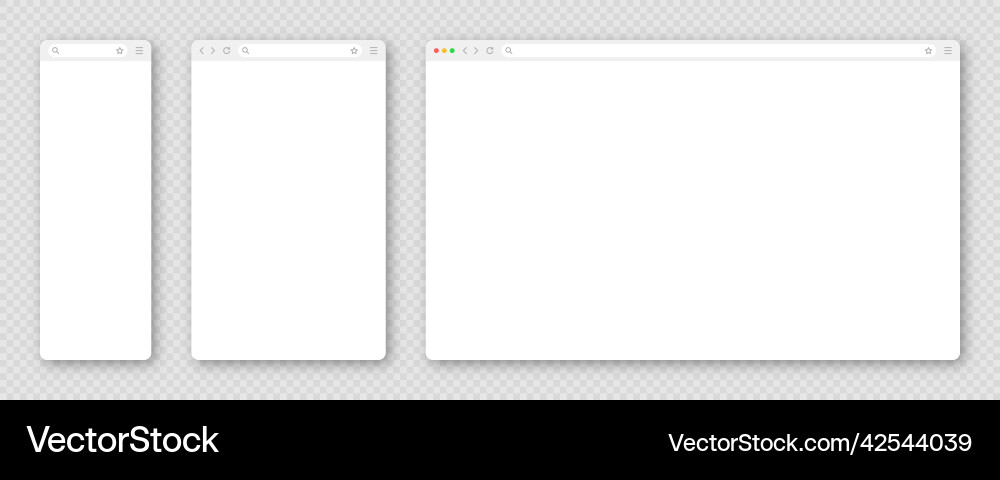 Blank web browser window with toolbar and search Vector Image