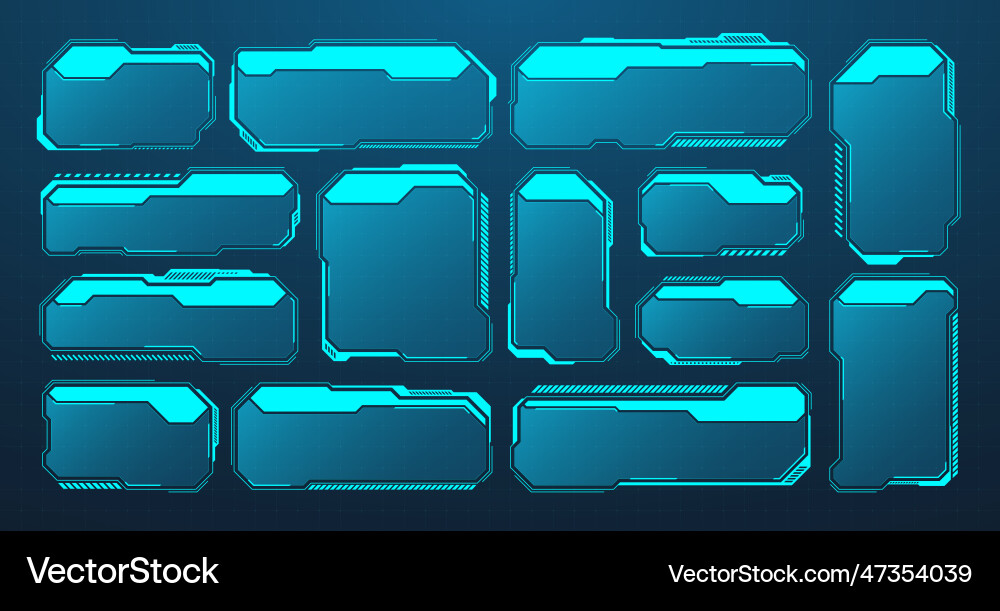 Blue futuristic hud or ui elements sci-fi user Blue futuristic hud or ui elements sci-fi user vector image