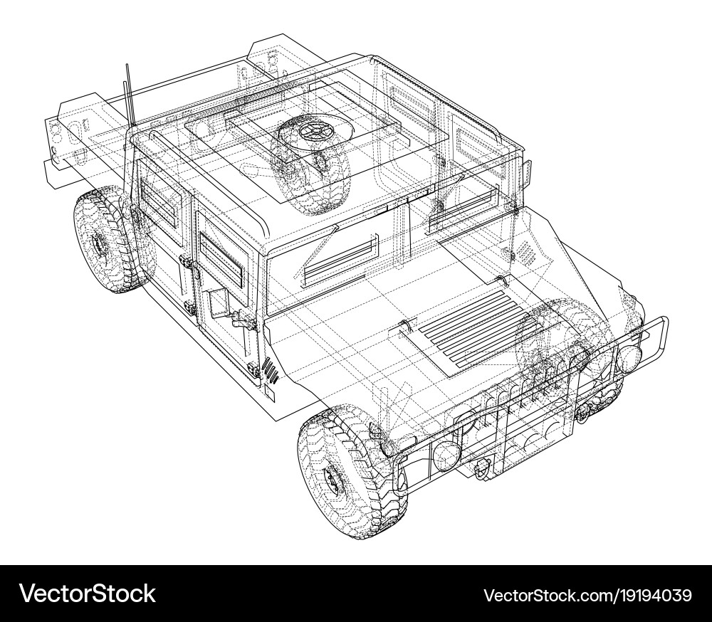 Combat car rendering of 3d Vector Image
