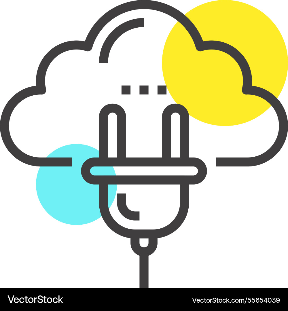 Connect to cloud flat line web icon concept Connect to cloud flat line web icon concept vector image