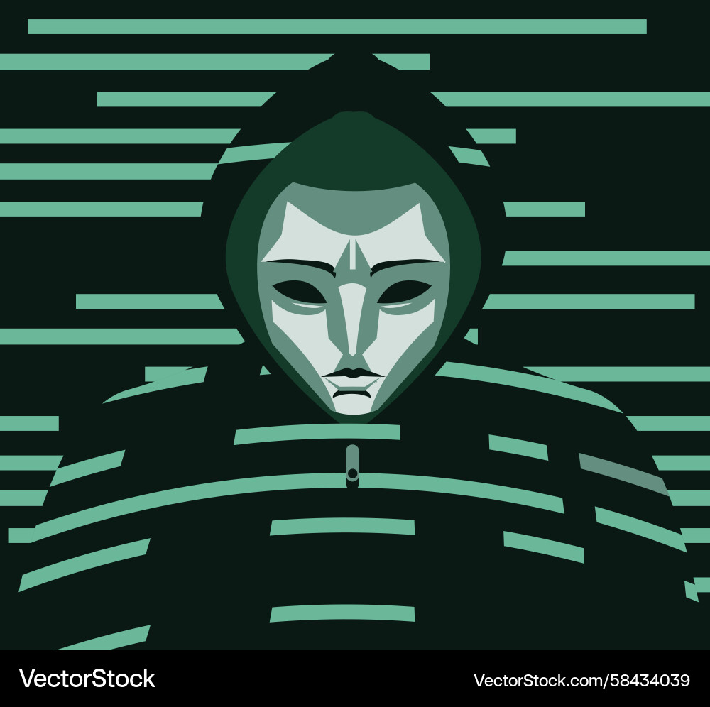 Cyberpunk Hacker with Masked Face Vector Image