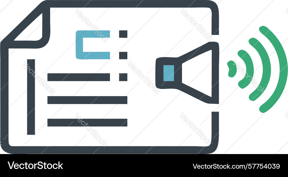 Document with speaker for audio content design vector image