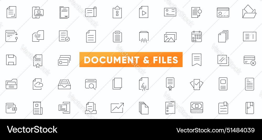 File and document thin line icon set different Vector Image