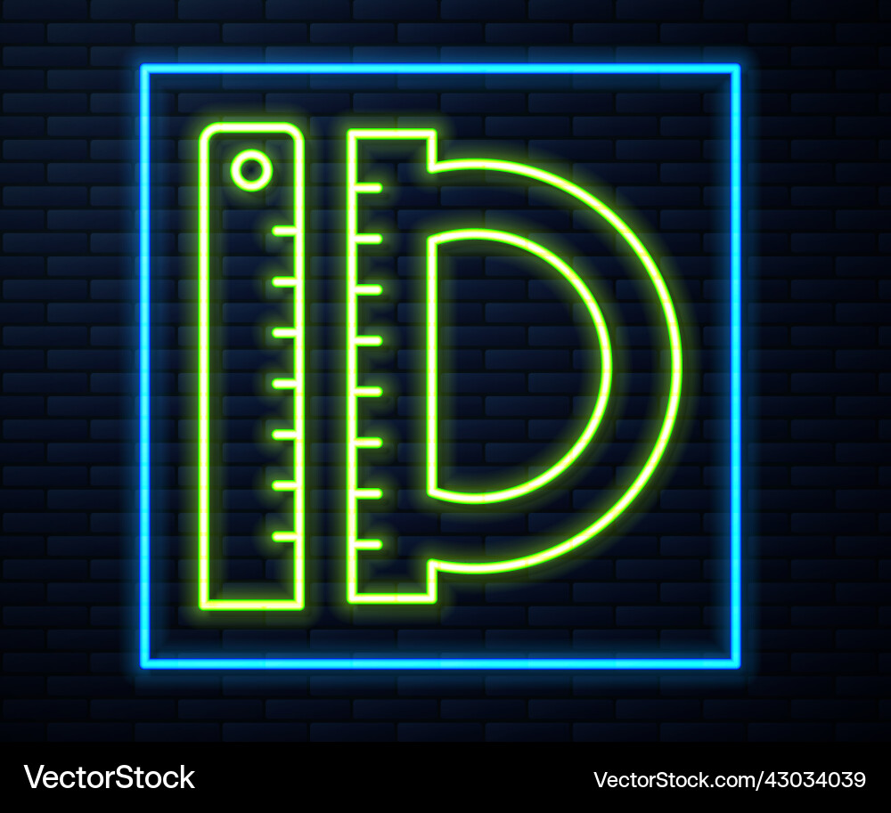 Glowing neon line protractor grid for measuring Glowing neon line protractor grid for measuring vector image